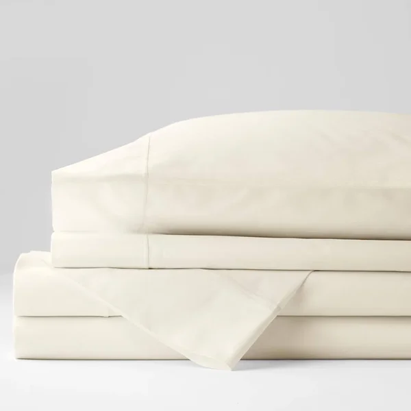 The Company Store Classic Solid 4-Piece Ivory 350-Thread Count Cotton Sateen King Sheet Set