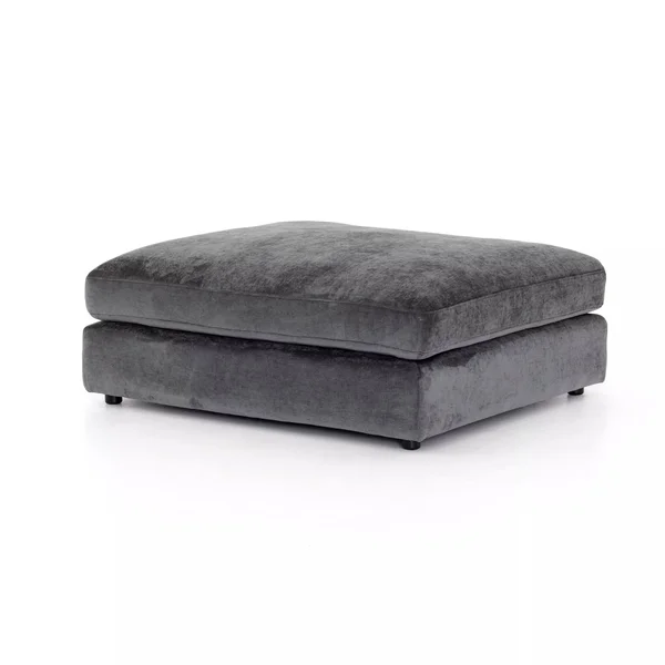 Four Hands Bloor Ottoman - Charcoal Worn Velvet
