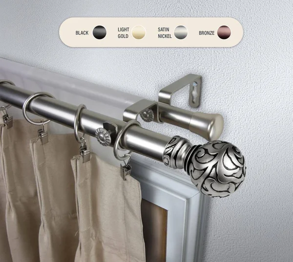 Hart & Harlow 1-in Antonia 160-in to 240-in Satin Nickel Steel Double Curtain Rod - L100-47-1605-D