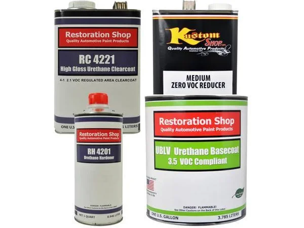 Olympic White Low VOC Urethane Basecoat/Clearcoat Car Auto Paint Complete Medium Gallon Kit - Restoration Shop