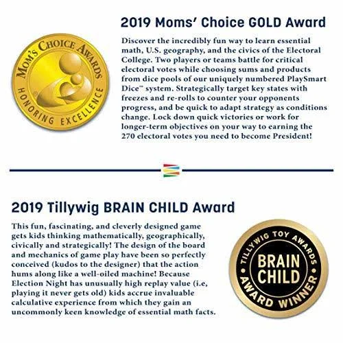Semper Smart Games Election Night! Board Game - Winner of 2019 Parents Choice Gold Award. A Super Fun Way to Learn Essential Mat