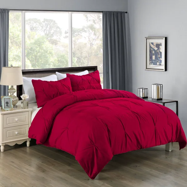 Lotus Home Water and Stain Resistant Pintuck Microfiber Comforter Mini Set, Size: King, Fig