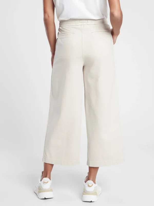 Athleta Women's Farallon Heathered Wide Leg Crop Oatmeal Heather Size 16