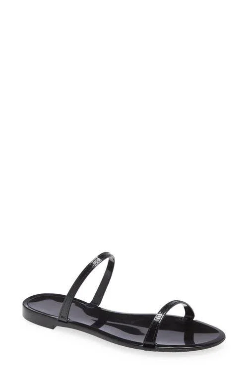 Women's Stuart Weitzman Sawyer Slide Sandal, Size 4 M - Metallic