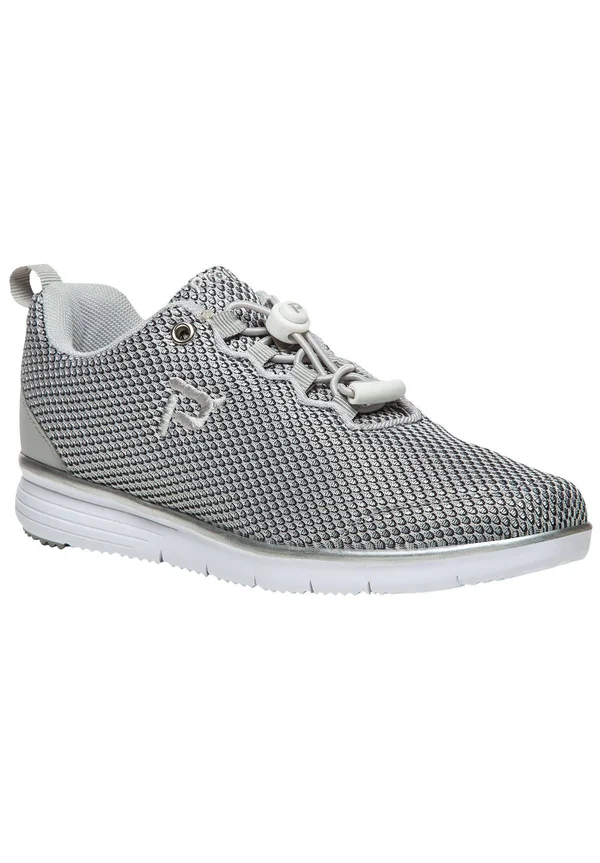 Women's Propet TravelFit Prestige Sneaker - Size: 8.5 B, Silver/Black
