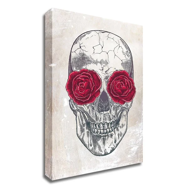 21x22 x 14x22 Skull & Roses by Rachel Caldwell Print on Canvas