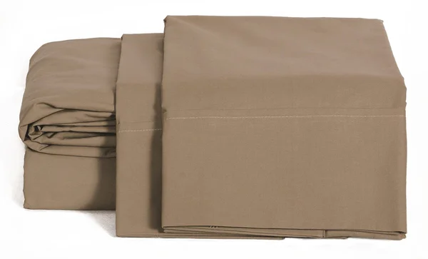 Linen Home 100% Cotton Percale Sheets Twin size, Taupe, Deep Pocket, 3 Piece - 1 Flat, 1 Deep Pocket Fitted Sheet and 1 Pillowca