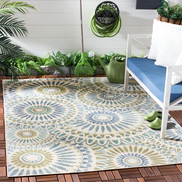 Safavieh Veranda VER091-0612 6&7x22 x 9&6x22 Cream, Blue Area Rug