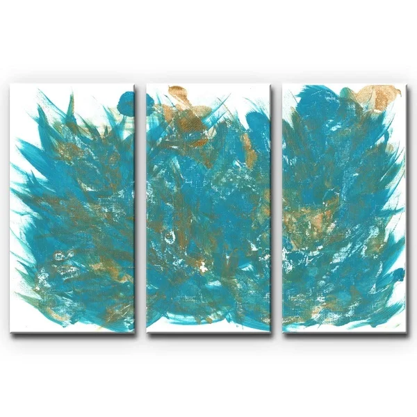 Ready2HangArt 'Feathers' Acrylic Painting Print Multi-Piece Image on Wrapped Canvas, Size: 40 inch H x 60 inch W x 2 inch D, Gre