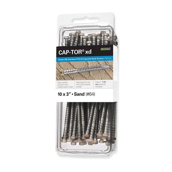 Starborn Industries Cap-Tor XD Screws for PVC & Composite Decking - Accessory Pack - 305 Stainless Steel - #10 x 2-3/4x22
