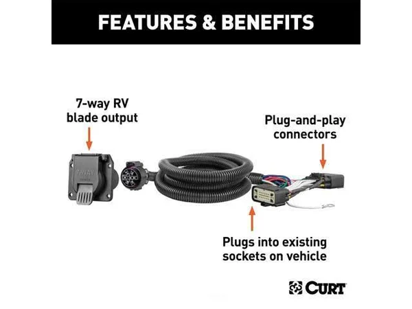 Curt 56431 Custom WIRING Harness (7-Way RV Blade Output)