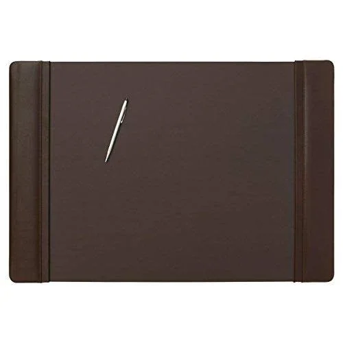 Dacasso Chocolate Brown Leather 25.5 x 17.25 Side Rails Desk Pad