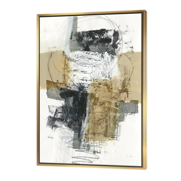 Designart &Glam Cream Dream II& Modern & Contemporary Framed Canvas - Black - 34 in. Wide x 44 in. High - White
