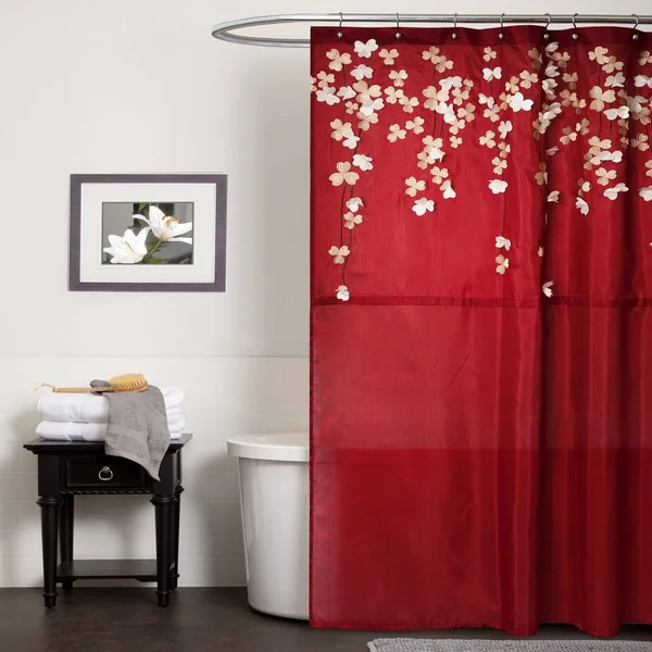Lush Decor Flower Drops Shower Curtain - Red