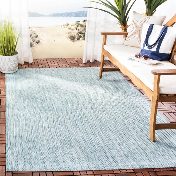 Safavieh Courtyard Navy, Grey Area Rug; 8& x 11&