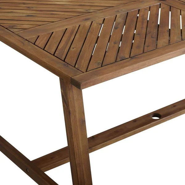 Walker Edison 60x22 Acacia Wood Chevron Dining Table - Dark Brown
