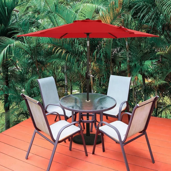Bonosuki 7.5ft Patio Umbrella Waterproof Sunshade Canopy - Red