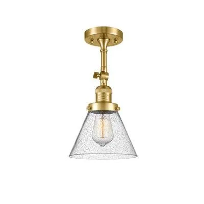 Agustine 1 - Light Simple Cone Semi Flush Mount 17 Stories Fixture Finish: Brushed Satin Nickel, Size: 13.5x22 H x 7.75x22 W x 7