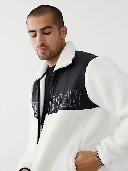 Men's Color Block Logo Jacket - Natural, Size 3X Large, True Religion