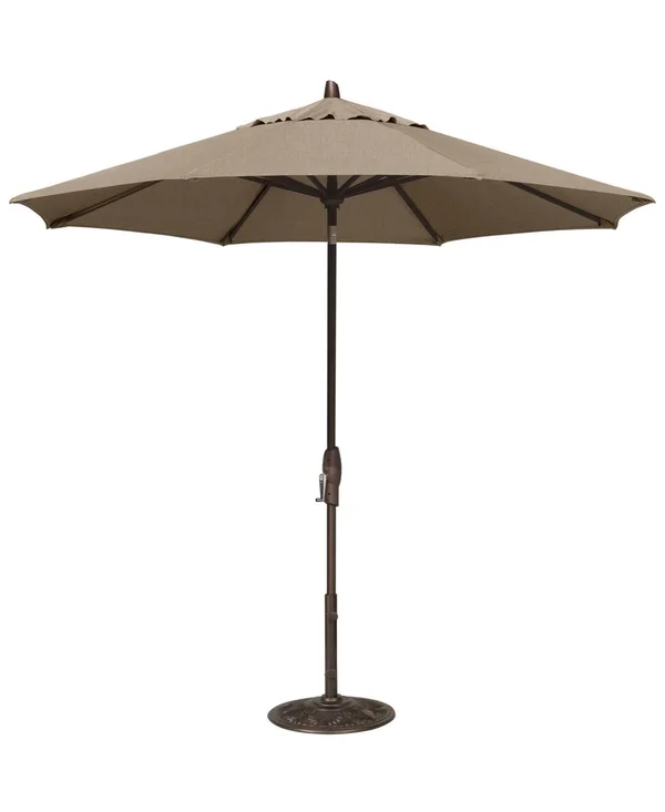 Sunbrella Patio Umbrella - Outdoor Bronze 9' Auto-Tilt - Spectrum Sand