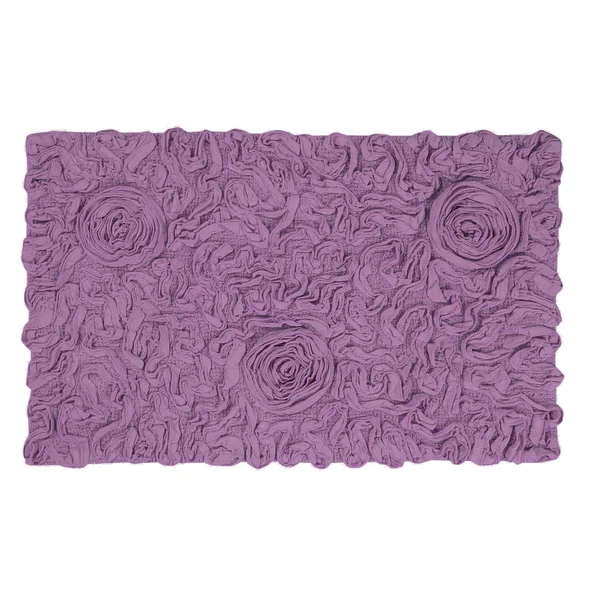 Home Weavers Bell Flower Collection Cotton Bath Rug 24x22x40x22 - White