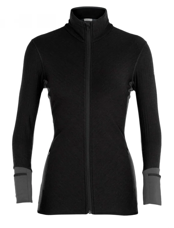 Icebreaker Women's Descender LS Zip Top - Xs - Black, Monsoon