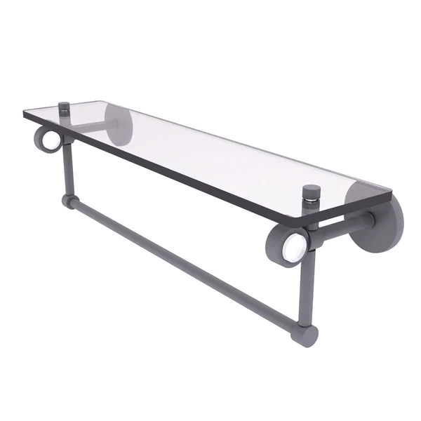 Allied Brass CV-1TB-22-GYM 22 in. Clearview Collection Glass Shelf with Towel Bar Matte Gray