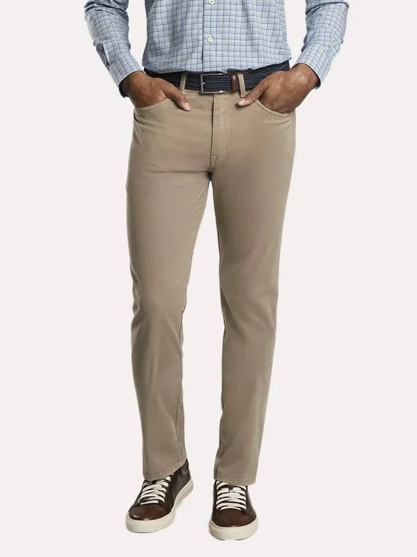 Peter Millar Men's Ultimate Sateen 5-Pocket Pants, Beige, 44