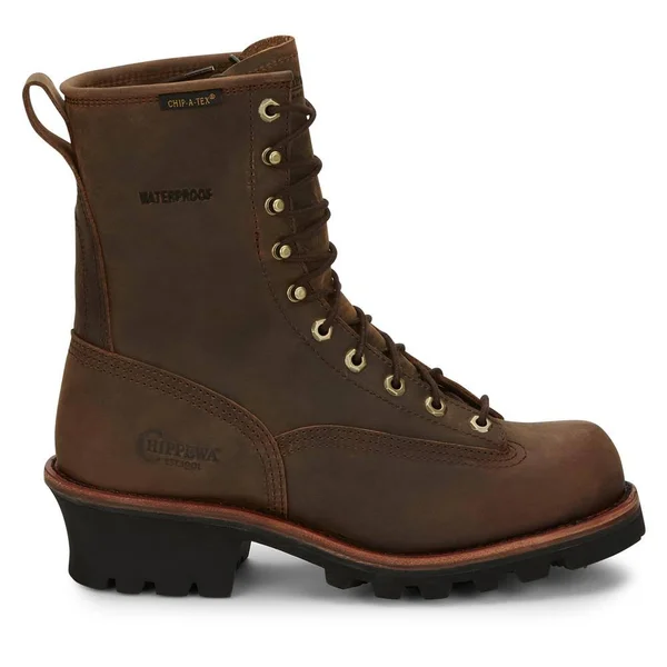Chippewa Men's Bay Apache 8 in. Waterproof Logger Boots, 73100, Brown