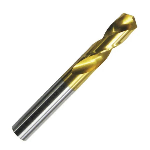 GUHRING Inc. 9.9mm Diameter Cobalt 130° Point Heavy Duty Stub Length Drill, Tin Coated, 43mm LOC, 89mm OAL