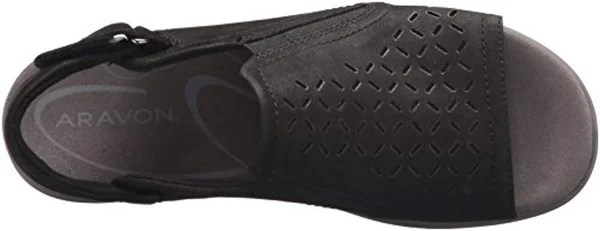 Aravon Beaumont Peep Sling Women's Shoes, Black, 6.5