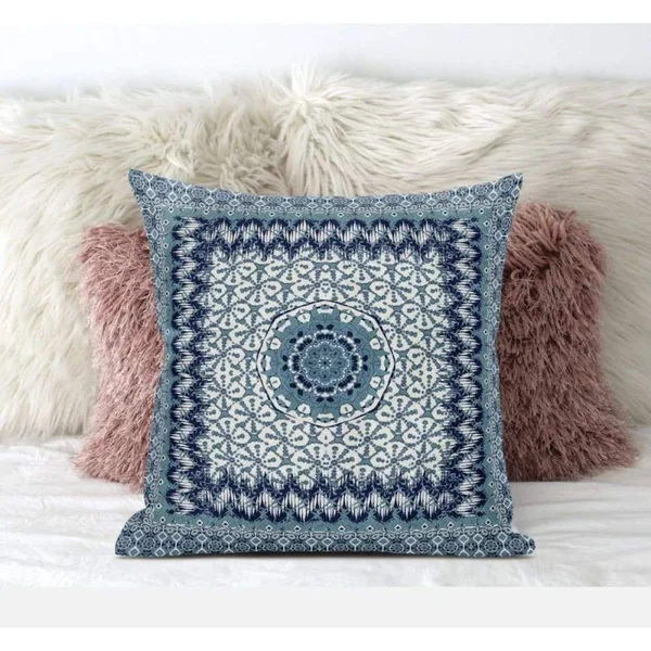 Holy Tie Die Flower Pillow Bright Blue Cream 16x22 x 16x22