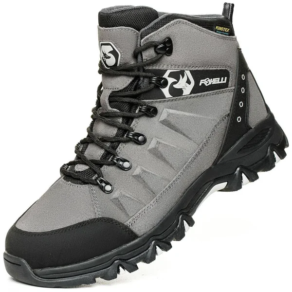 Foxelli Hiking Boots for Men - Waterproof, Grey, 9