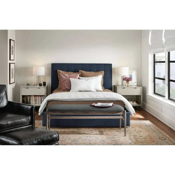 Room & Board, Modern Copenhagen One-Drawer Nightstand Made from White Wood, Aluminum Pulls w/ Stainless Steel Frame Base