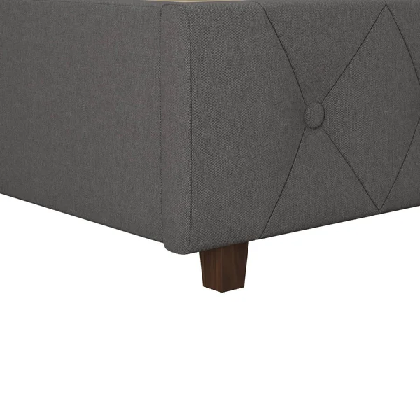Queen Mercer Linen Upholstered Bed Light Gray - CosmoLiving by Cosmopolitan