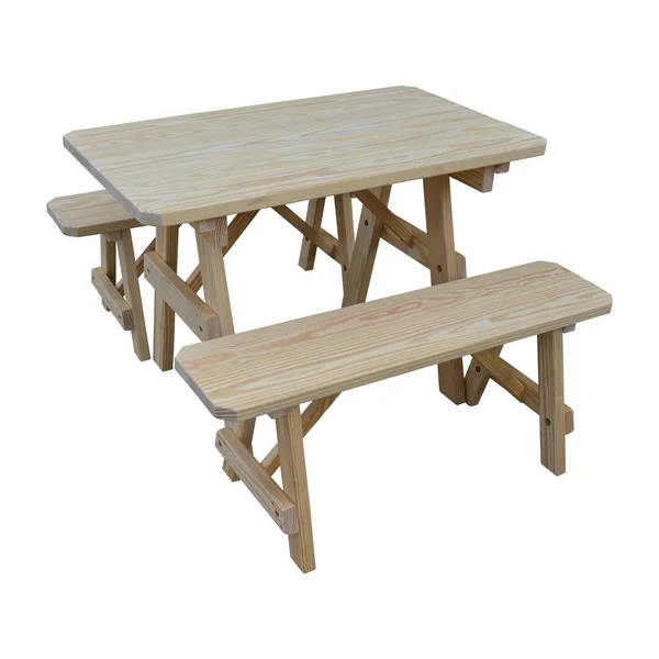 Pine 4' Traditional Picnic Table with 2 Benches - Caribbean Blue