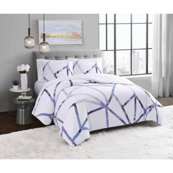 Vince Camuto Obelis Metallic 3 Piece Duvet Cover Set - King