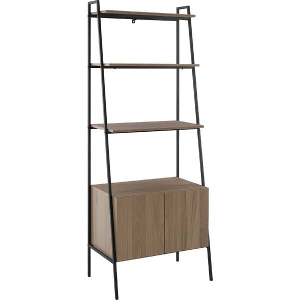 Walker Edison 72x22 Metal & Wood Ladder Storage - Mocha