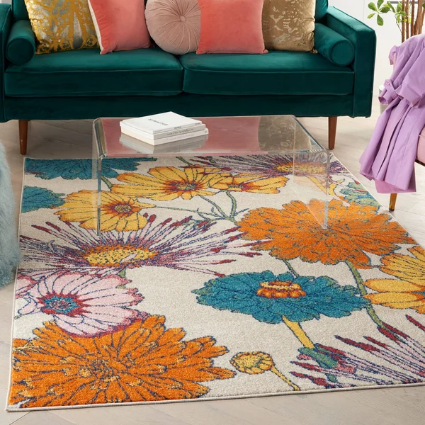 Nourison Allur ALR06 Area Rug, Turquoise Multicolor, 9& x 12&