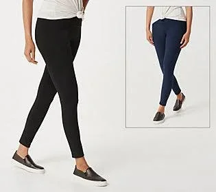 Women with Control Regular Reversible No Side Seam Leggings - Size 3X, Black/Navy