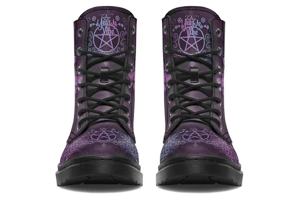 Purple Dragonfly Boots, Non-Leather Hippie Boots, YesWeVibe Men's Boots, Black Sole, US 14, EU49