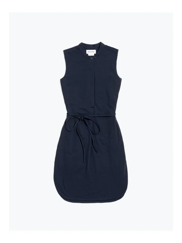 Most Comfortable - Soft, Flexible Dress - Women's Hybrid Seersucker Dress - Navy - Xs