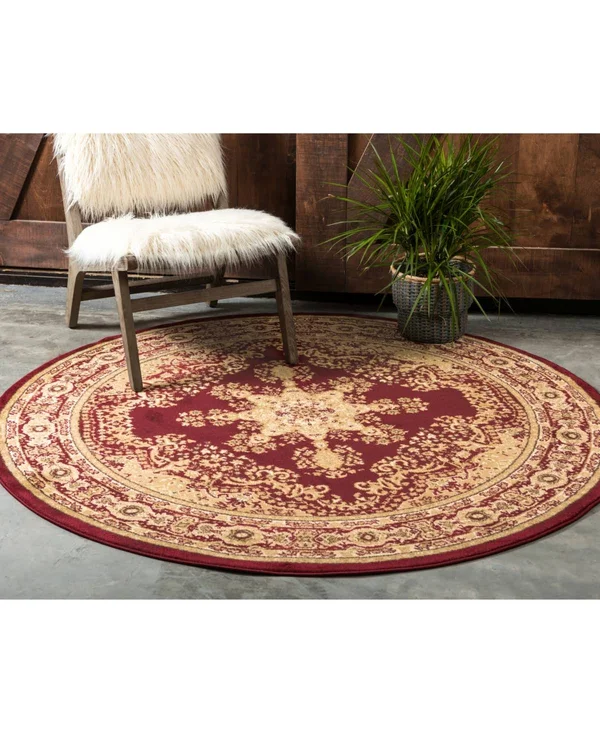 Unique Loom Louis Versailles Area Rug (6& x 6& Round - Red)
