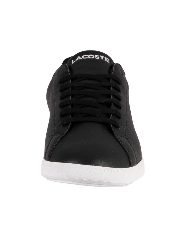 Lacoste Graduate BL 1 Black White Leather Mens Trainers, 7 UK