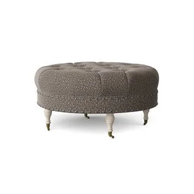 Wyatt Cocktail Ottoman Wayfair Custom Upholstery Body Fabric: Pow Wow Flannel - Nailhead Detail: Black Nickel