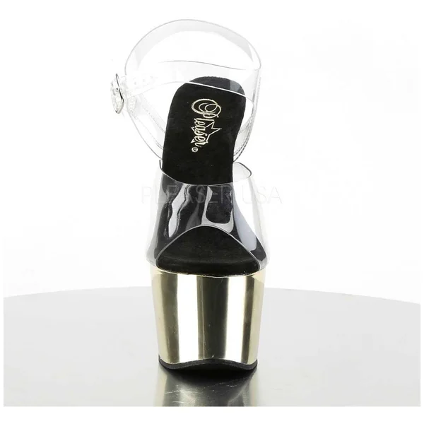 Pleaser - Adore-708 10 - Clear/Gold Chrome
