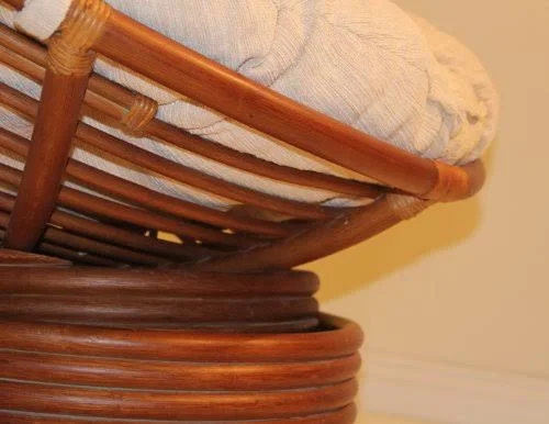 Rattan Wicker Swivel Rocking Round Papasan Chair with Cushion Colonial (Light Brown), Size: 40\H x 46\W x 40\D, Other