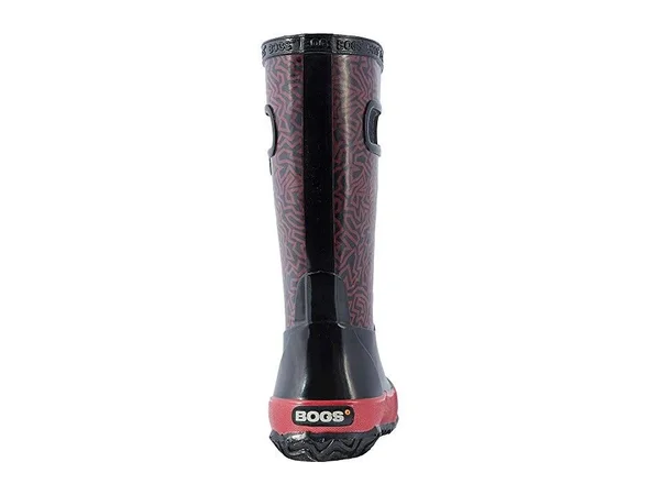 Children's Bogs Rain Boot, Kids Unisex, Size: 11 M, Black Multi Maze Rubber