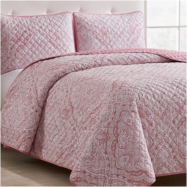 Mellanni Bedspread Coverlet Set - Bedding Cover - Oversized 2-Piece Quilt Set (Twin/TwinXL - Medallion Coral)