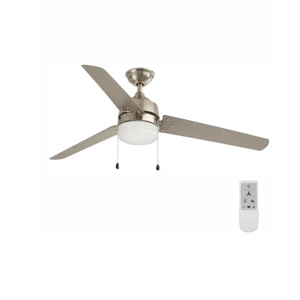 Home Decorators Collection Carrington 60 in. LED Brushed Nickel Ceiling Fan with Light and Remote Control Works with Google and